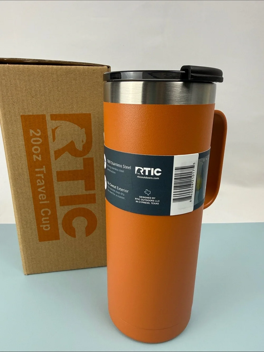 RTIC 20oz insulated Travel Coffee Cup - Burnt Orange NEW longhorns